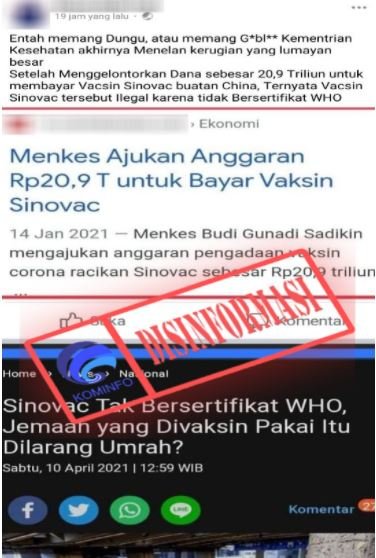 kabar vaksin sinovac di indonesia tidak ada izin who
