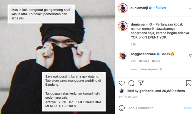 dituding dukung pemerintah soal pernikahan atta dan aurel ini tanggapan anji manji