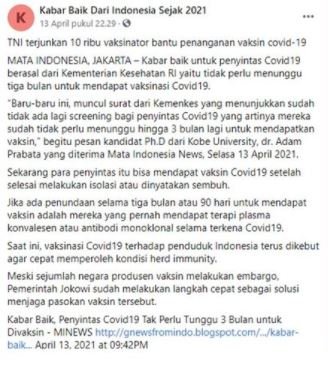 informasi penyintas covid 19 boleh divaksin sebelum 3 bulan