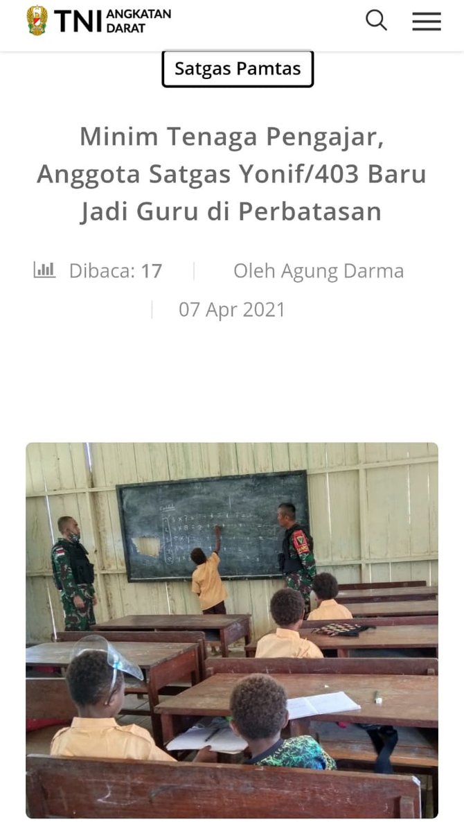 tni ad mengajar di papua