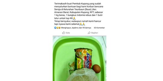 Korban Bencana NTT Cuma Dapat Bantuan 1 Kg Beras, Sebungkus Mi, dan Sebutir Telur