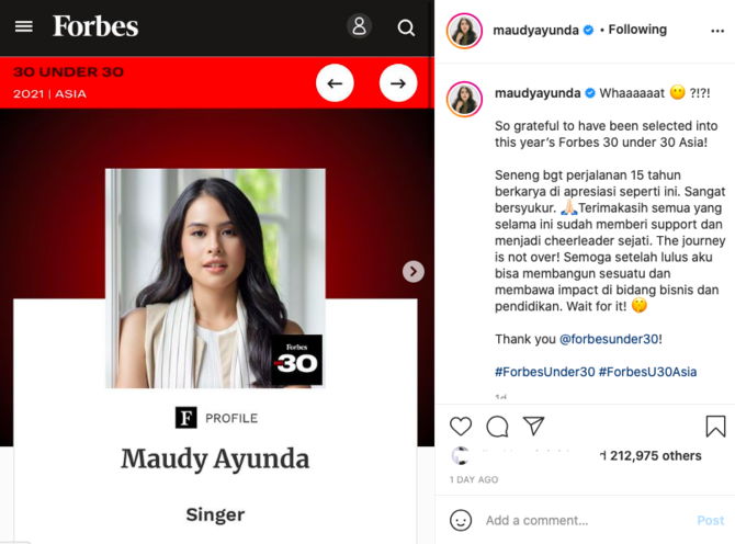 tak hanya maudy ayunda ini daftar orang indonesia yang masuk forbes 30 under 30 asia