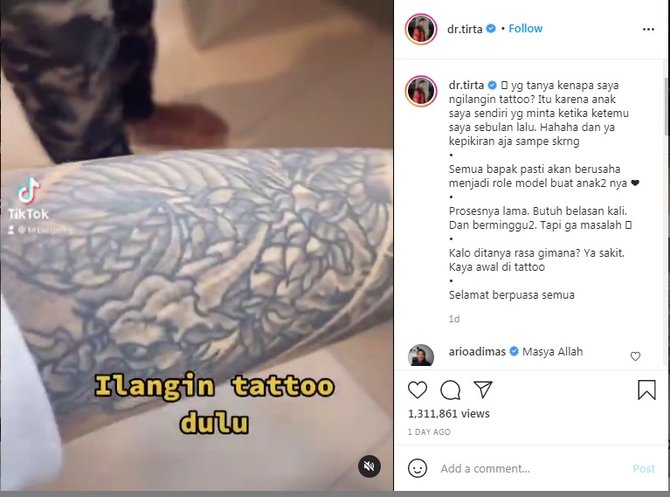 sudah jadi ciri khasnya ternyata dokter tirta rela hapus tato karena ini