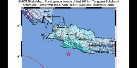 Gempa Magnitudo 5,6 di Sukabumi Diduga Akibat Patahan Lempeng Indo-Australia
