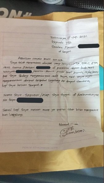 kisah pria dapat paket berisi dompetnya yang hilang