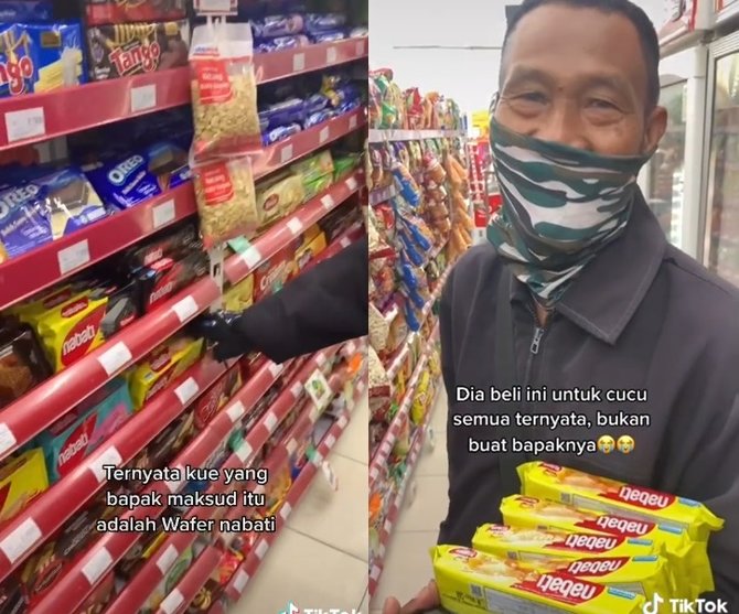 bapak ini ingin kue lebaran saat diajak ke minimarket