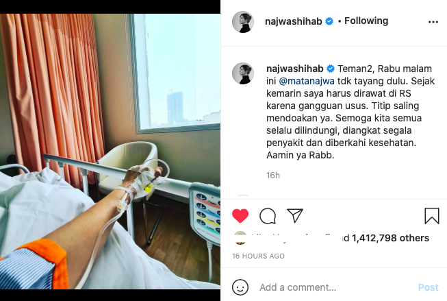 alami gangguan usus rekan selebriti ramai doakan kesembuhan najwa shihab