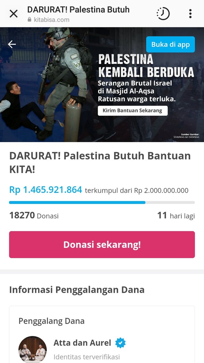 atta halilintar galang donasi untuk palestina