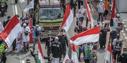 Massa Buruh KSPI Gelar Aksi Solidaritas untuk Palestina