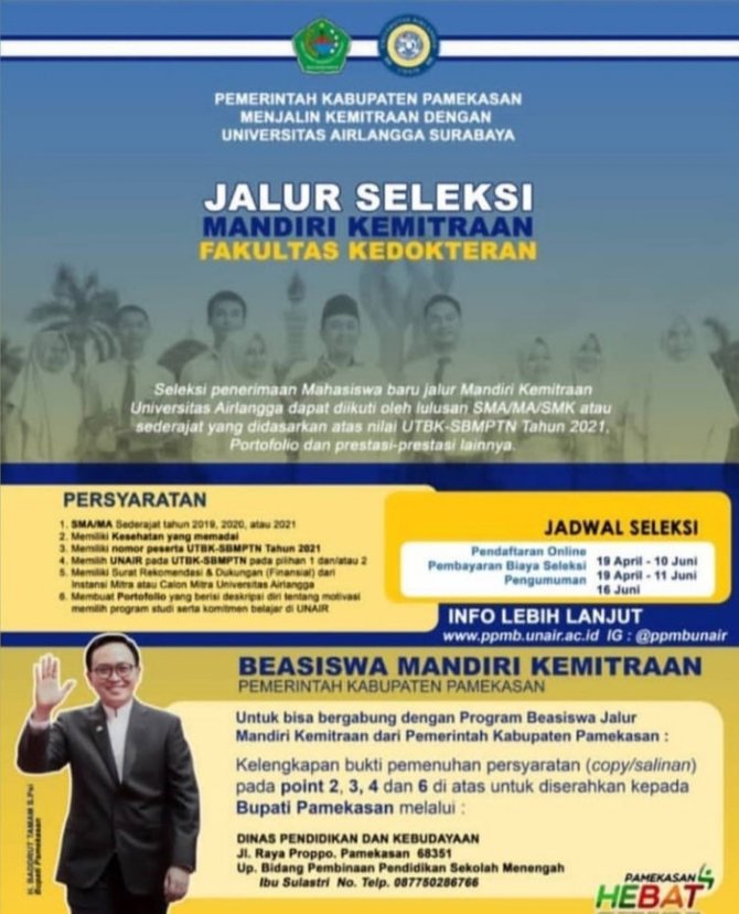 beasiswa kuliah kedokteran unair dari pemkab pamekasan