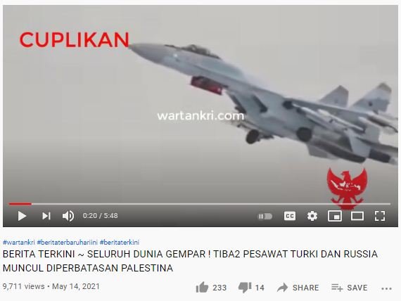 tidak benar video pesawat rusia dan turki muncul di perbatasan palestina