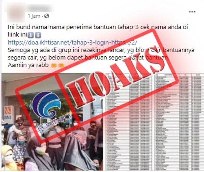 hoaks link daftar penerima dan pencairan blt untuk umkm tahap 3