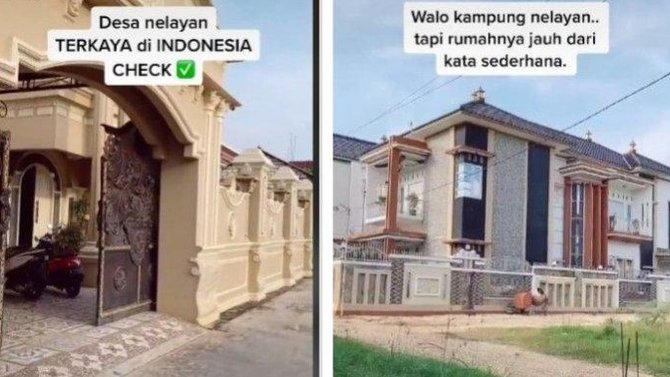 penampakan kampung nelayan dengan rumah megah