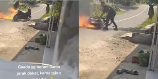 Aksi Heroik Pria Padamkan Motor Terbakar, Tak Ada yang Berani Bantu