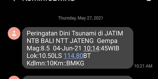 Beredar SMS Peringatan Dini Tsunami, Masyarakat NTT Diimbau Tidak Panik