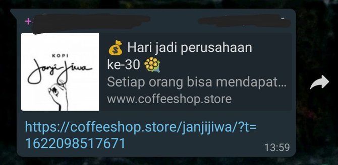 hoaks coffee shop bagi hadiah