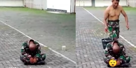 Siswa TNI Ketiduran di Lapangan saat Pendidikan, Pelatih Datang Siram Air Seember