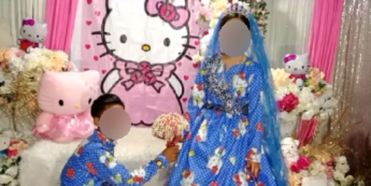 Pernikahan Viral Tema Hello Kitty, Wajah Kedua Mempelai jadi Sorotan