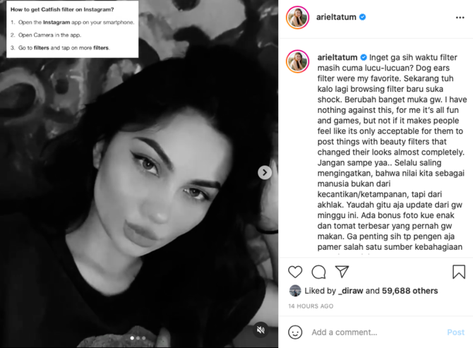 bahas soal filter lsquopengubah wajahrsquo ariel tatum ingatkan nilai manusia bukan dari kecantikan