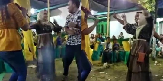 Viral Video Istri Ikut Joget Bareng Biduan, Ekspresi Kaget Suaminya jadi Sorotan