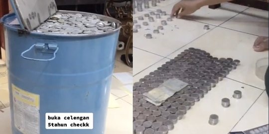 Viral Celengan 5 Tahun Isinya Koin Satu Drum, Pas Dibuka Segini Jumlah Uangnya