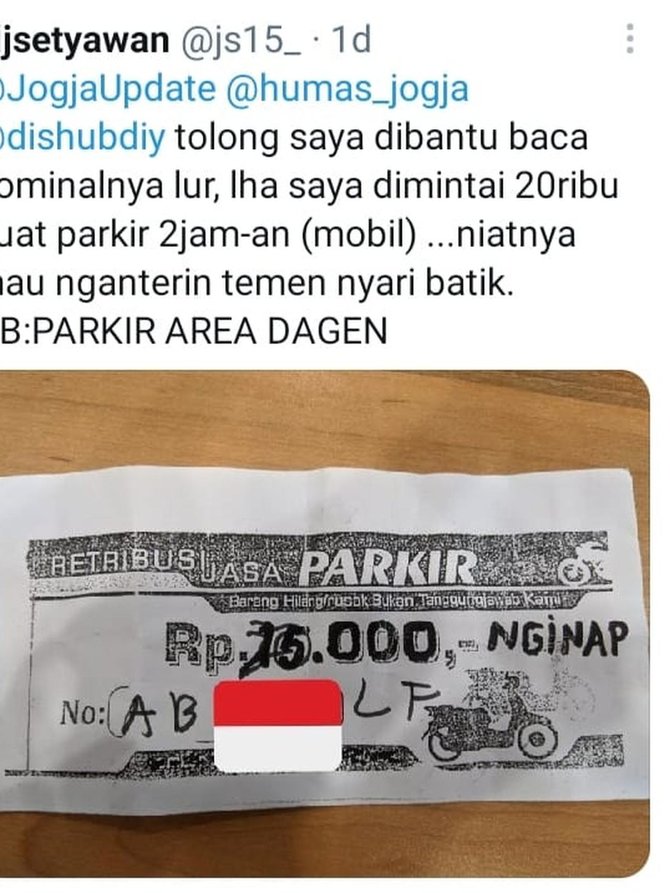 tarif parkir mahal di malioboro