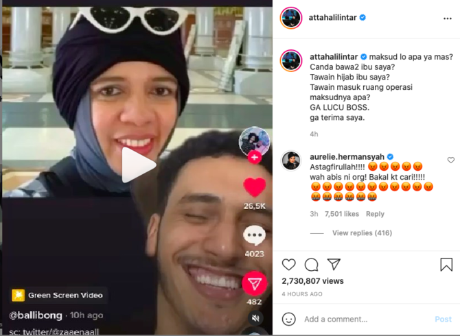 ibunya jadi bahan candaan di tiktok atta halilintar ungkap kekesalan