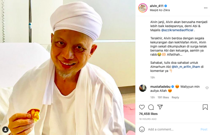 kenang ulang tahun mendiang ustaz arifin ilham alvin faiz tulis pesan pilu