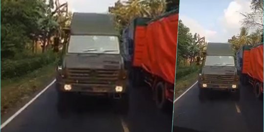 Viral Video Truk di Lumajang Tak Beri Jalan Rombongan TNI, Sopir Minta Maaf