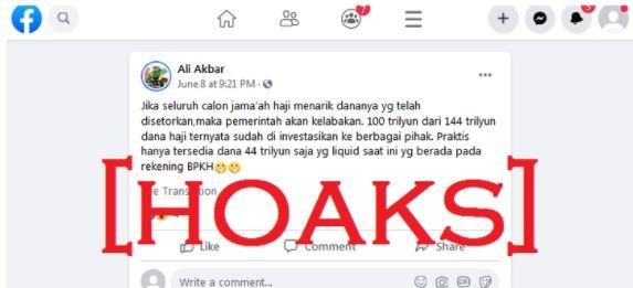 hoaks dana haji diinvestasikan