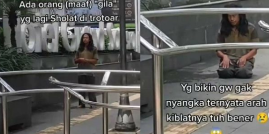 Viral, Aksi Orang dengan Gangguan Jiwa Salat di Pinggir Trotoar Ini Curi Perhatian