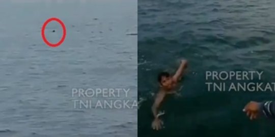 Video Pelajar 14 Tahun Berenang Sendirian di Tengah Laut, Dievakuasi Anggota TNI AL