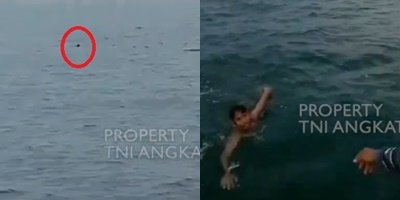 prajurit tni al selamatkan bocah berenang sendirian di tengah laut