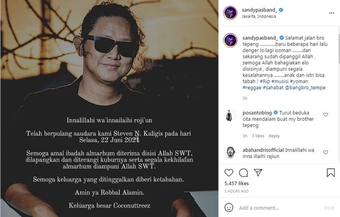 vokalis steven amp coconut treez meninggal ini ungkapan haru rekannya sesama musisi