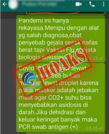 hoaks pakai masker menyebabkan hasil tes pcr positif covid 19