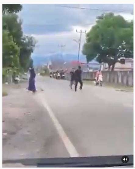 emak emak coba lerai dua pria berkelahi bawa samurai