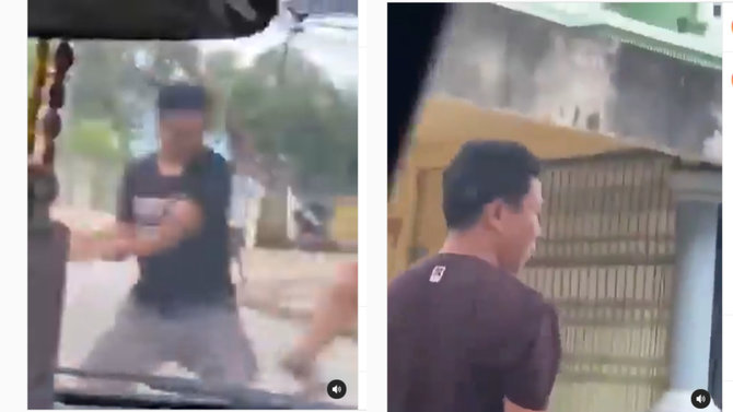 emak emak coba lerai dua pria berkelahi bawa samurai