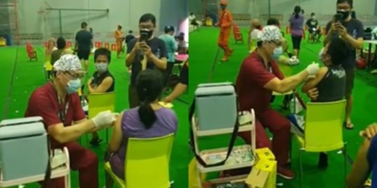Aksi Cekatan Dokter Saat Suntik Vaksin Covid-19, Mampu Layani 550 Orang dalam Sehari