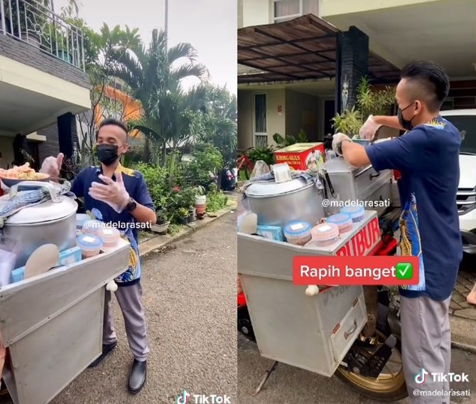 tukang bubur ayam ini keren jualan naik motor sport