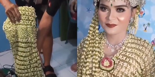Beda dari Biasanya, Pengantin Ini Bajunya Terbuat dari Bunga Melati Bagus Banget