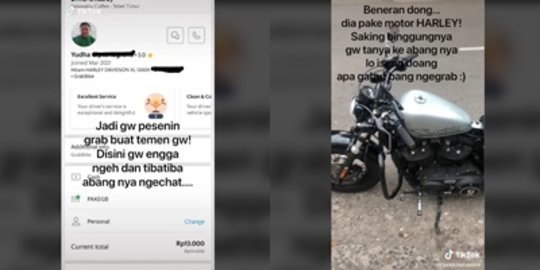 Kaget Driver Ojol Jemput Penumpang dengan Harley Davidson, Disebut Orang Kaya Gabut