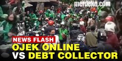 VIDEO: Sopir Ojek Online Bentrok Dengan Debt Collector di Sawah Besar