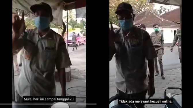 petugas larang tukang tambal ban melayani kecuali online