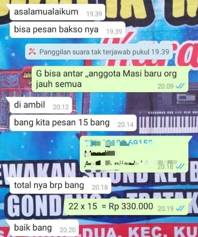 viral pedagang bakso di labura ditipu pembeli pesan 15 porsi tapi tak diambil