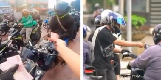 Orang Tajir Naik Ninja H2 Bagi-bagi Uang di Lampu Merah Pecahan Rp100 Ribu