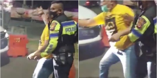 Terobos Penyekatan, Pria Berkaos Kuning Dorong dan Tabrak Polisi di Karawang - Vimarsana News