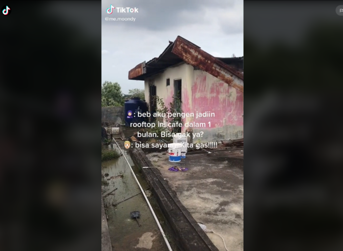 potret rooftop kotor jadi kafe estetik