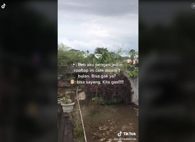 potret rooftop kotor jadi kafe estetik