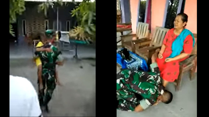 prajurit tni al ini pulang kampung langsung sujud cium dua kaki ibu