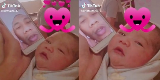Momen Haru Anggota TNI Azani Anak Lewat Video Call, Mimik Sang Bayi Curi Perhatian